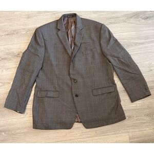 Lauren Ralph Lauren Mens Sport Coat Blazer 50L Brown 100% Wool Houndstooth